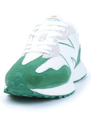 03-A327-17 WHITE/GREEN Кроссовки мужские (натуральная замша, искусственная кожа)