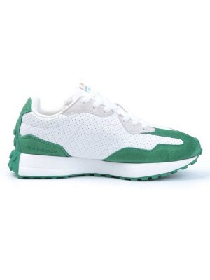 03-A327-17 WHITE/GREEN Кроссовки мужские (натуральная замша, искусственная кожа)