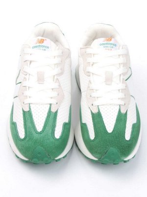 03-A327-17 WHITE/GREEN Кроссовки мужские (натуральная замша, искусственная кожа)