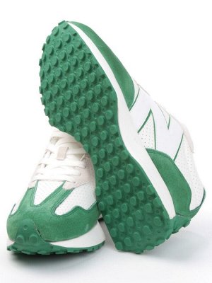 03-A327-17 WHITE/GREEN Кроссовки мужские (натуральная замша, искусственная кожа)
