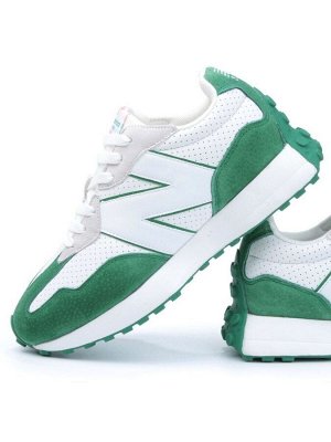 03-A327-17 WHITE/GREEN Кроссовки мужские (натуральная замша, искусственная кожа)