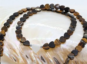 Чокер из тигрового глаза Сердце 6*6мм, 39см