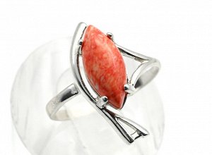 Кольцо с кораллом имитация рис 7*20мм С925 размер 17, 2,1г