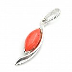 Кулон в форме Риса 8*27мм С925 с кораллом (имитация), 1,7г