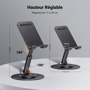 Подставка для телефона (на ножке) складная с поворотным механизмом черный (LP805) Ugreen