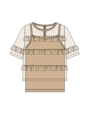 Блузка трикотажная для девочек бежевый