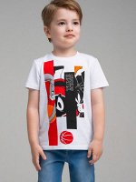 Фуфайка трикотажная для мальчиков (футболка) белый,красный,черный