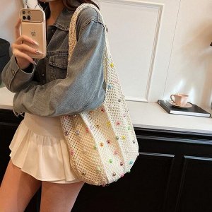 Сумка женская, летняя, плетеная, пляжная