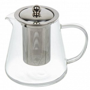 Чайник заварочный стекло, металл, 0.75 л, с ситечком, B050189