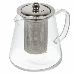 Чайник заварочный стекло, металл, 0.75 л, с ситечком, B050189