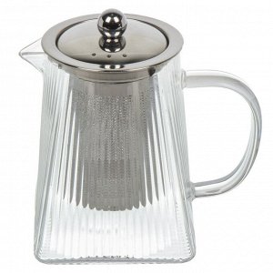 Чайник заварочный стекло, металл, 0.75 л, с ситечком, Daniks, B050187