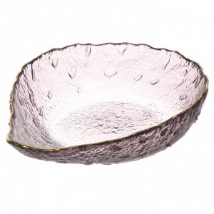 Салатник стекло, фигурный, 5 см, 0.5 л, 15х20х5см, отвод золотом, Алмаз, Y6-10092/2, розовый