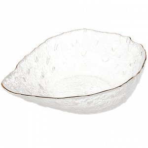 Салатник стекло, фигурный, 6 см, 0.8 л, отвод золотом, 17х22х6см, Алмаз, Y6-10093