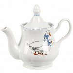 Чайник заварочный фарфор, 0.8 л, Добрушский фарфоровый завод, Гуси, Романс, 3С1776/1Ф34
