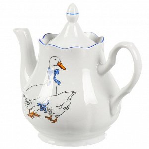 Чайник заварочный фарфор, 1.75 л, Добрушский фарфоровый завод, Гуси, Романс, 3С1777/1Ф34
