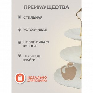 Ваза для фруктов, 3 яруса, керамика, 25.5х2.5, 20.5х2, 15.5х1.5 см, Y4-6315, белая