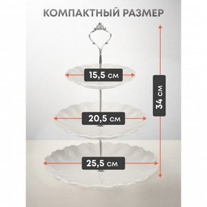 Ваза для фруктов, 3 яруса, керамика, 25.5х2.5, 20.5х2, 15.5х1.5 см, Y4-6315-2