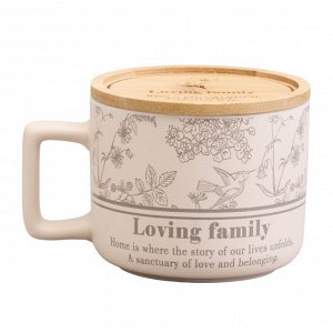 Кружка фарфор, 400 мл, Loving Family, с бамбуковой крышкой, Lefard, 756-478
