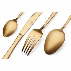 Набор столовых приборов нержавеющая сталь, 16 предметов, Apollo, Lungo Matt Gold, LMG-16