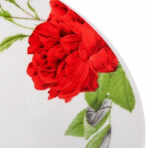Тарелка суповая, керамика, 20 см, 0.5 л, круглая, Алая роза, Daniks, 19-291#