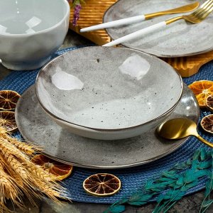 Тарелка суповая, керамика, 20 см, круглая, Stone Dark, Domenik, TDP576/DMD043