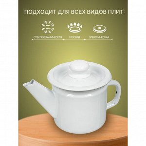 Чайник сталь, эмалированное покрытие, 1 л, ручка металлическая, Сибирские товары, светлый, С42707/С42707.3