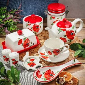 Набор для специй доломит, 8 см, 2 шт, 5.6х5.6х8 см, Daniks, Алый мак