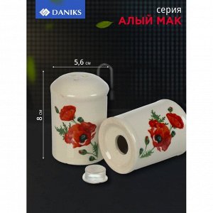 Набор для специй доломит, 8 см, 2 шт, 5.6х5.6х8 см, Daniks, Алый мак