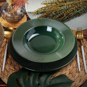 Тарелка суповая, керамика, 24 см, круглая, Emerald Green, Domenik, TDP471/DMD032
