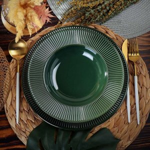 Тарелка суповая, керамика, 24 см, круглая, Emerald Green, Domenik, TDP471/DMD032