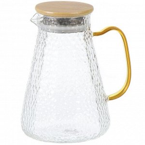 Кувшин стекло, 1.5 л, с крышкой, Daniks, HGTK-1500, с бамбуковой крышкой