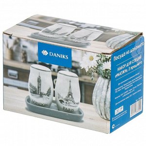 Набор для специй керамика, 3 шт, серый, Daniks, Фьюжн