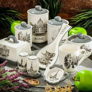Набор для специй керамика, 3 шт, серый, Daniks, Фьюжн