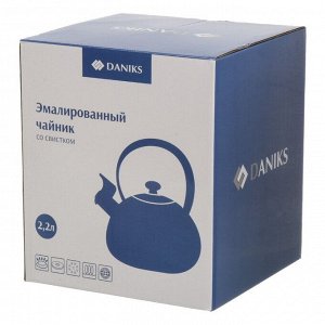 Чайник сталь, эмалированное покрытие, 2.2 л, со свистком, Daniks, Bon Appetit, индукция