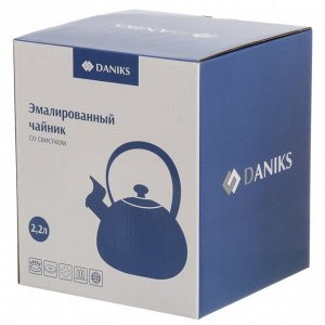 Чайник сталь, эмалированное покрытие, 2.2 л, со свистком, Daniks, Mokko, индукция