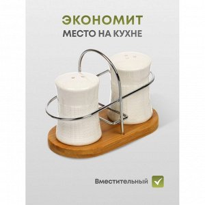 Набор для специй керамика, бамбук, 2 шт, на подставке, Y6-6458