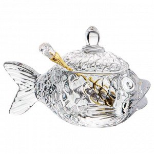 Икорница стекло, Lefard, Muza Рыбка, 110 мл, 15,5х7,5х10, с крышкой, с ложкой, 355-231