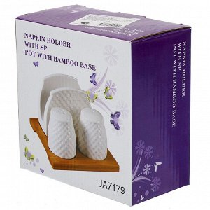Набор для специй керамика, бамбук, 3 шт, на подставке, Кембридж, Y6-6462