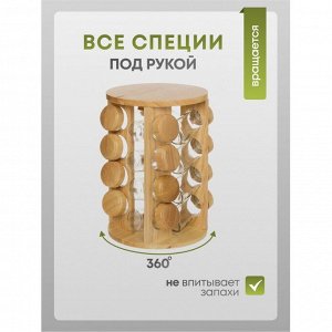 Набор для специй стекло, дерево, 16 шт, на подставке, бежевый, Y3-1138