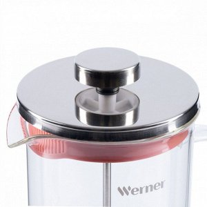 Френч-пресс 0.6 л, нержавеющая сталь, Werner, Allegro, темно-розовый, 51459