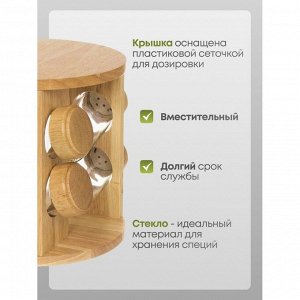 Набор для специй стекло, дерево, 9 шт, на подставке, бежевый, Y3-1137