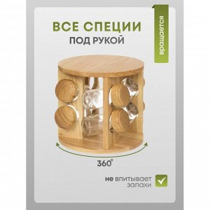Набор для специй стекло, дерево, 9 шт, на подставке, бежевый, Y3-1137