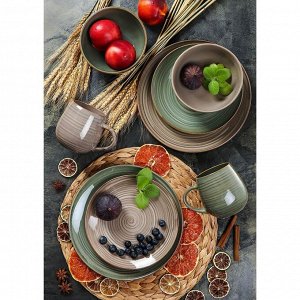 Тарелка обеденная, керамика, 26 см, круглая, Verde бежевый, Daniks, ST2155