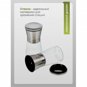 Набор для специй стекло, нержавеющая сталь, 2 шт, на подставке, серебро, Y4-8696