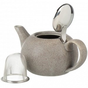 Чайник заварочный керамика, 0.75 л, с ситечком, Elrington, Феличита, 109-06020, коричневый