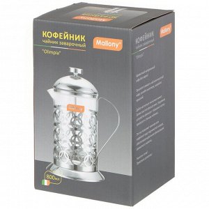 Френч-пресс 0.8 л, стекло, сталь, Mallony, Olimpia, 950092