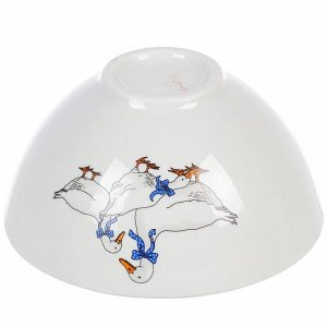 Миска фарфор, круглая, 7 см, 0.55 л, Гуси новые, Дулевский фарфор, 109952