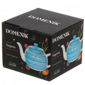 Чайник заварочный керамика, 1 л, Domenik, Laguna, DM6005, голубой, белый