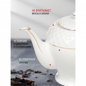 Чайник заварочный керамика, 1 л, с ситечком, Daniks, Кембридж