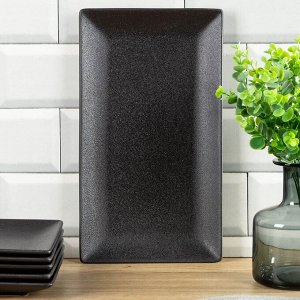 Блюдо керамика, прямоугольное, 35 см, 6 шт, черное, Крафт, Daniks, A21527Y101